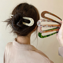 酸醋U形發簪復古新中式簡約發叉丸子頭盤發百搭旗袍頭飾飾品批發