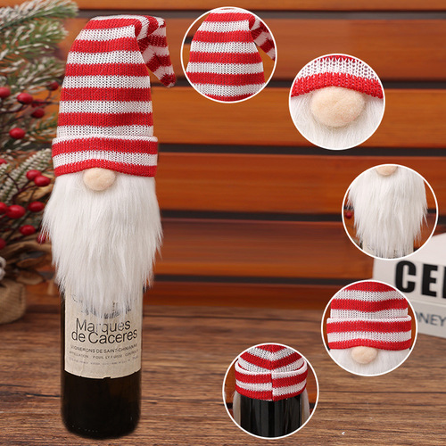 Qiandong Christmas decorations faceless doll bottle hat knitting forest elderly bottle cover restaurant decoration