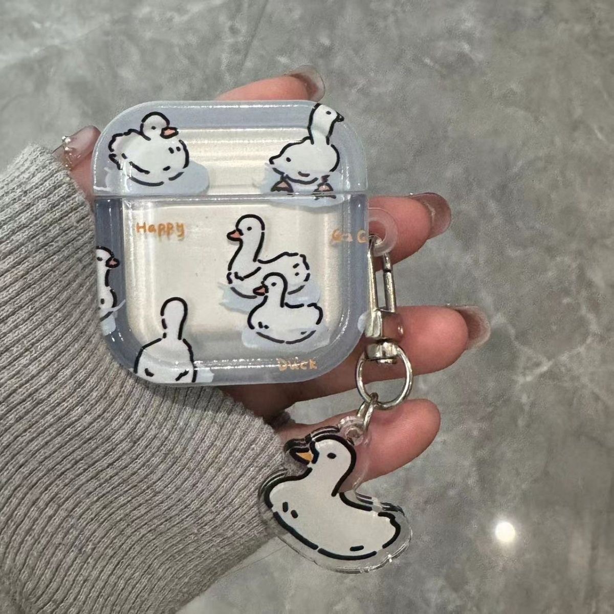 Ins Cartoon Swimming Duck Airpods4 Cover para Apple Pro3 Cover de auriculares Colgante