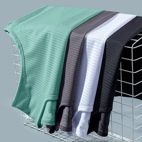 Men's Summer Sleeveless Vest, Quick-Drying Mesh, Breathable & Loose-Fit, Ice-Silk Fitness Vest for Young & Middle-Aged Individuals