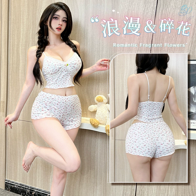 Набор lingerie с цветочным принтом: бюстье с бретелькой, сетка, принт цветов, размеры S–XXXL
