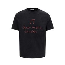 27311美式街头2025夏季中性手绘字母设计男式小板型高级感短袖T恤