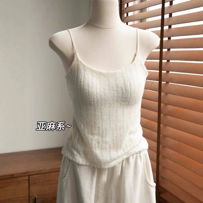 Linen-Style Camisole Underwear for Women with Built-In Bra Pads, Thin Modal Backless Top for Layering