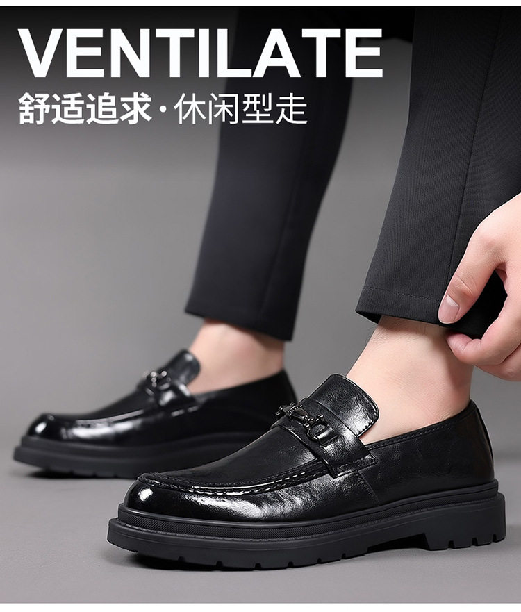 Giày da nam công sở cổ thấp mũi nhọn da bò hai lớp đế cao su mềm, kiểu giày lười buộc dây — F6863 chân màu nâu, F6863 mẫu giày trượt chân màu đen chi tiết 5