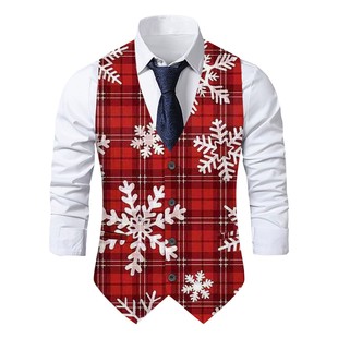 2023 Men's Christmas Random Print Suit Vest European and American Style Party Gentleman Style Slim Fit European and American Trend
