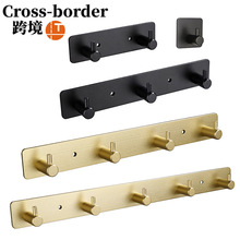 太空铝挂衣钩排钩衣帽钩 墙壁金属浴室厨房免打孔门后挂钩粘钩