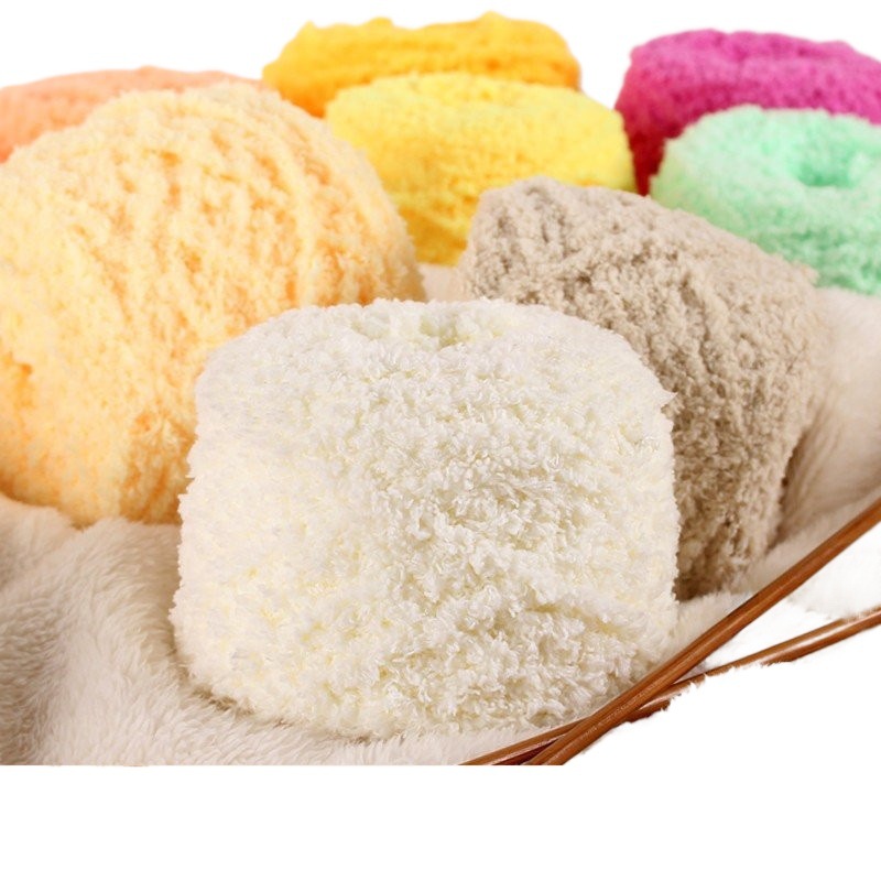 绒之恋 珊瑚绒毛线团绒绒线柔软粗线球手工diy编织围巾线粗毛巾线