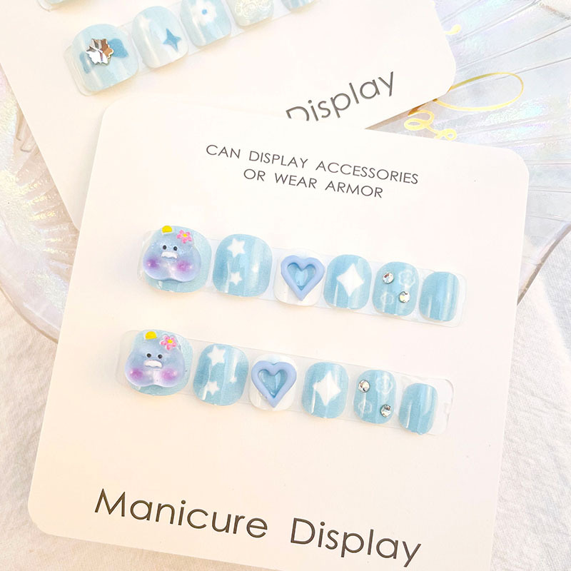 Los niños usan uñas niñas especial parche de uñas Internet celebridad niños grandes niñas uñas punto corto diamante pieza de uñas al por mayor