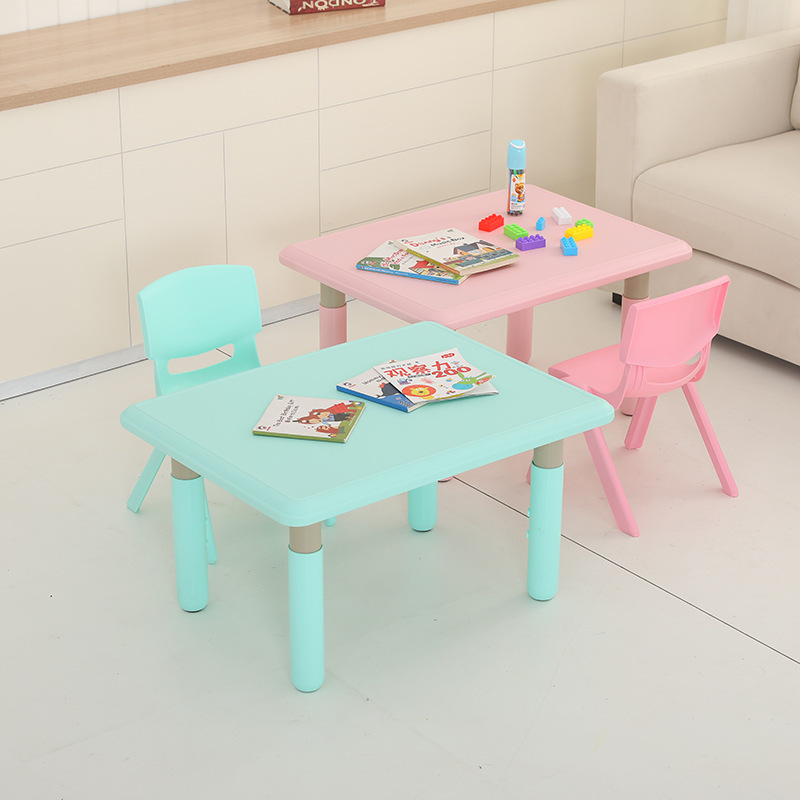 Thickened kindergarten table and chair adjustable plastic study table suit home Children Baby rectangular table game table