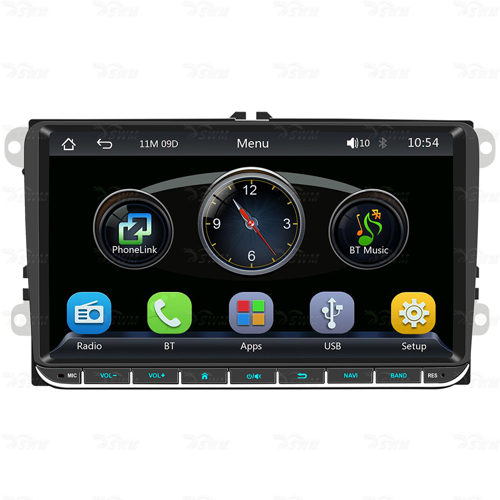 Reproductor MP5 de 9 pulgadas apto para Volkswagen con CarPlay inalámbrico, pantalla grande de alta definición e imagen de reversa.