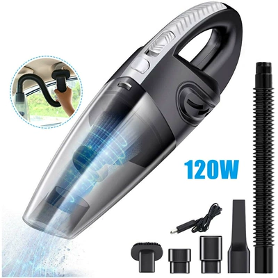 Wireless Pet Vacuum Cleaner, High-Power 120W, Portable Handheld Rechargeable Dry and Wet Vacuum Cleaner for Car and Home Use (Tozsoranlar) - black-silver-usb