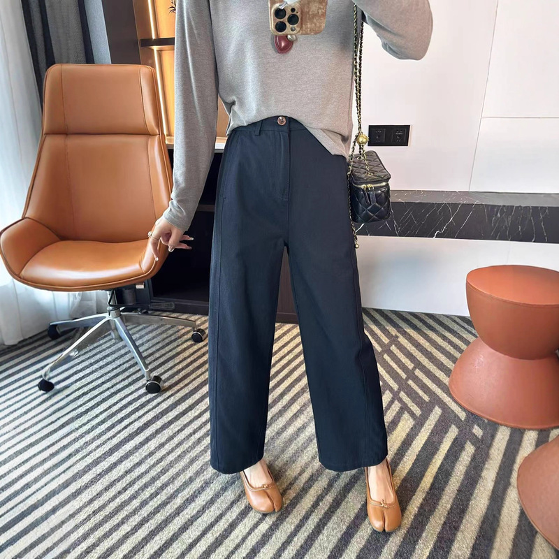 Straight-Leg Sycamore Pants! ~ Petite High-Waisted Straight-Leg Casual Pants for Women, New Autumn Cropped Loose Wide-Leg Pants
