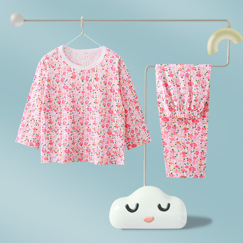 Children's clothing, children's home clothes, long-sleeved baby cotton suits, summer thin girls' air-conditioning clothes, men's boneless baby pajamas