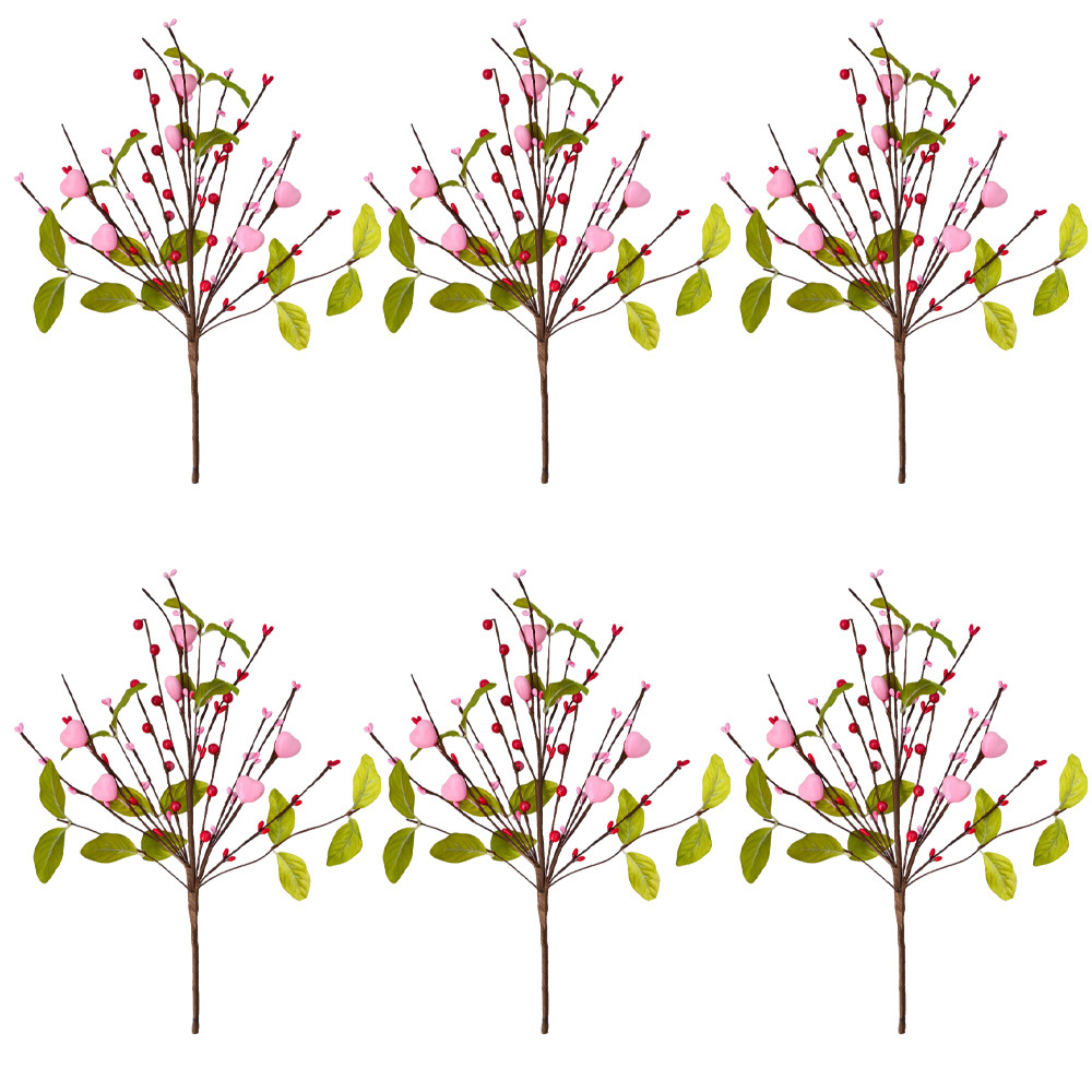 Día de San Valentín 6 amor de simulación de hojas verdes, bayas, frutas rojas, adornos de sala de estar, decoraciones de diseño transfronterizo para el hogar