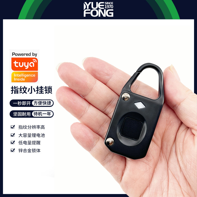 Black Type-C Rechargeable Fingerprint Lock Smart Padlock