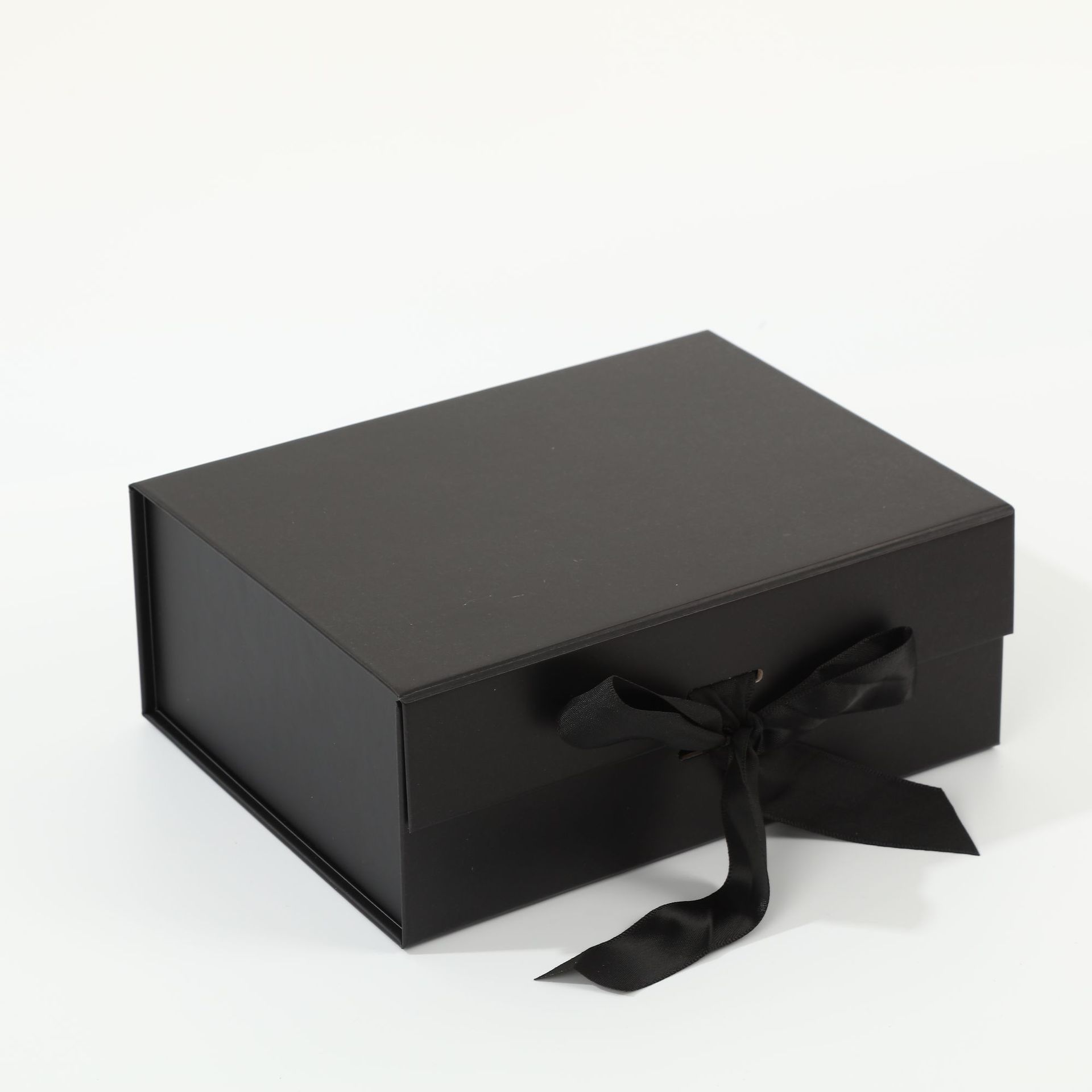 Caja plegable de una pieza, embalaje de regalo negro, caja vacía de color sólido, logotipo de impresión, caja de embalaje de mano, regalo