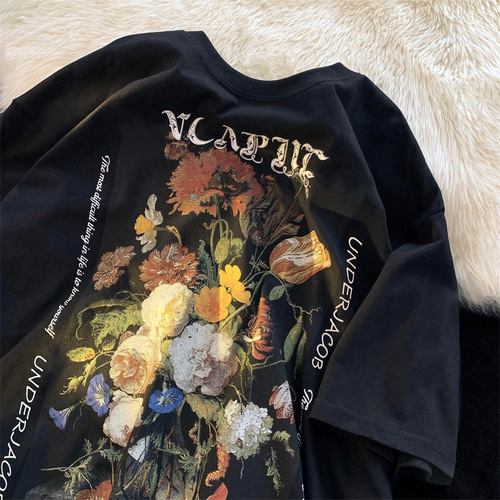 Men's Short Sleeve T-Shirt Summer Trend Brand Fashion Youth Japanese Retro Casual Versatile Loose Half-Sleeve T-Shirt