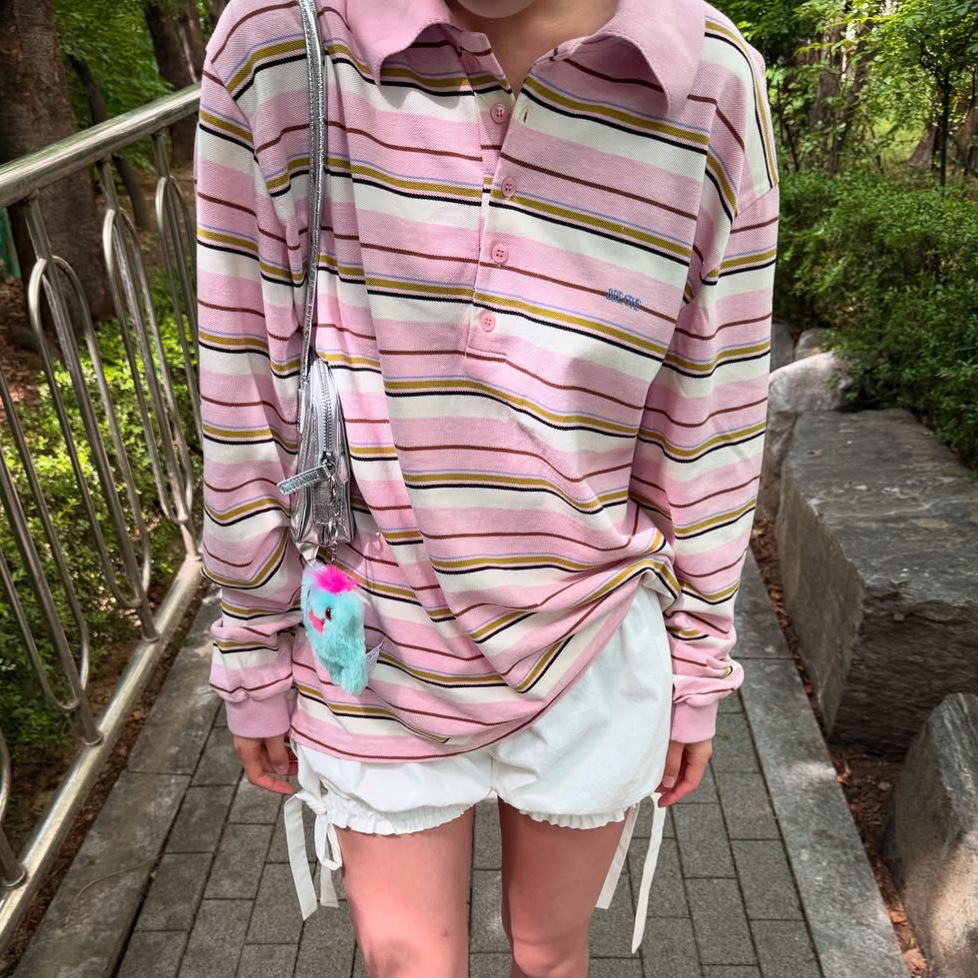 2026 Autumn American Retro Preppy Style Color Block Striped Polo Collar Short Sleeve T-Shirt Women's Korean Style Loose Top