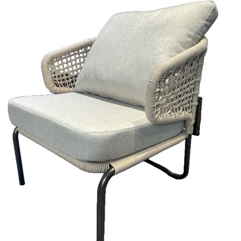 Sofá al aire libre tela de caña muebles de patio balcón mesas y sillas combinación diseñador tela de cuerda al aire libre silla de caña casual tres piezas set