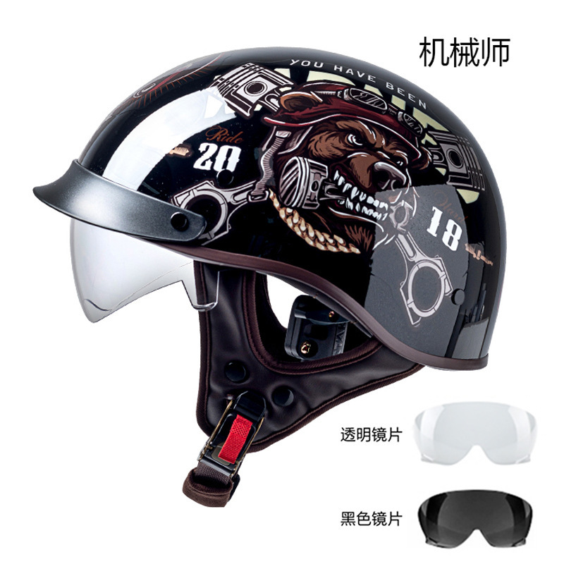 オートバイの電気自動車の半ヘルメットの復古ヘルメットを卸売りします。