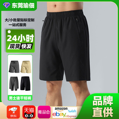 2025 Men's Outdoor Sports Loose Casual Thin Ice Silk Two-Piece Quick-Dry Shorts for Spring and Summer