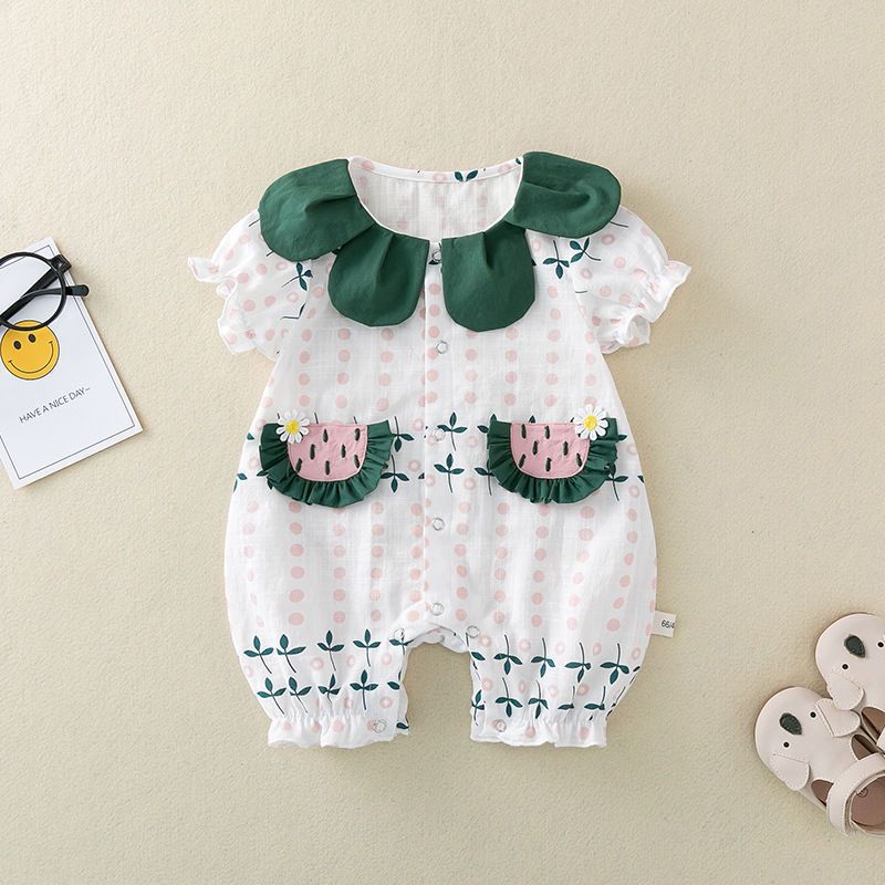 Baby Summer Clothes Short Sleeve Female 0-3-6 Months Ha-Yi Princess Thin Newborn One-Body Clothes Baby Girl 2 Dry Xu