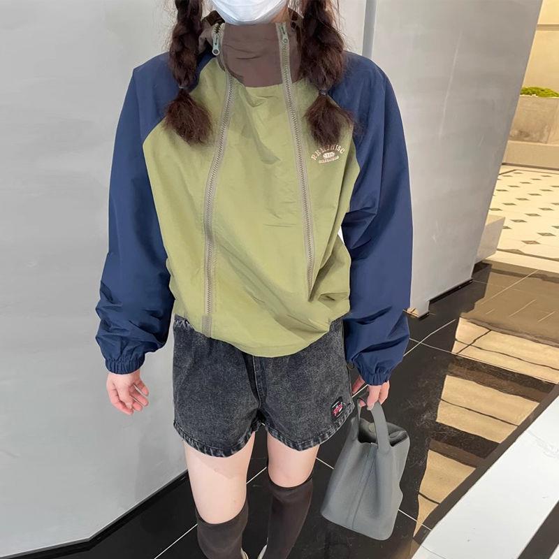 美式复古拼接短外套女小个子设计感双拉链夹克春夏新款休闲工装潮|undefined