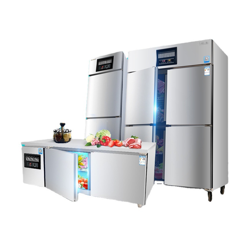 外贸出口110V/220V卧式平冷工作台四六门冷柜冰箱不锈钢操作台