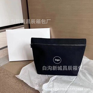 Summer New Style Fragrant Style Black Canvas Cosmetic Bag Large Capacity Gift Toiletry Bag Travel Outgoing Storage Bag for Hair
