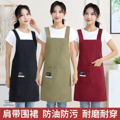 家庭用キッチン用無地防水サスペンダーエプロン、防油、シンプルな作業服エプロン、男性と女性の作業服、カスタムロゴ