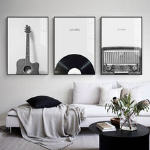 客厅沙发墙装饰画横版北欧简约墙三联挂画黑白创意抽象餐厅壁画