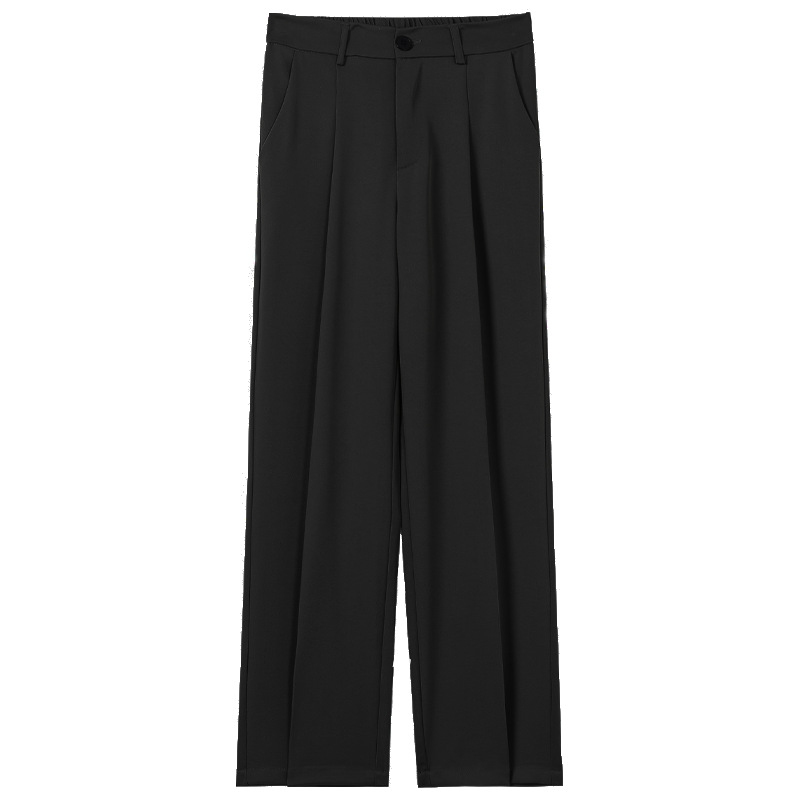 Pantalones finos de verano para hombres rectos sueltos japoneses de color sólido simple drapeado casual de alta gama pantalones de traje beige image 7