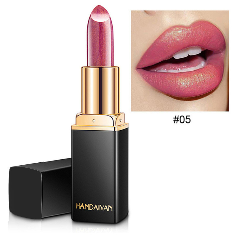 Transfronterizo termográfico lápiz labial HANDAIYAN nueve colores lápiz labial mermaid brillante metal perla oro lápiz labial color cambiante