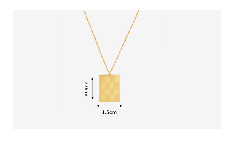 Cross-border Hot-selling Retro Checkerboard Square Brand Necklace Titanium Steel Clavicle Chain 18k Real Gold Plated Jewelry display picture 2