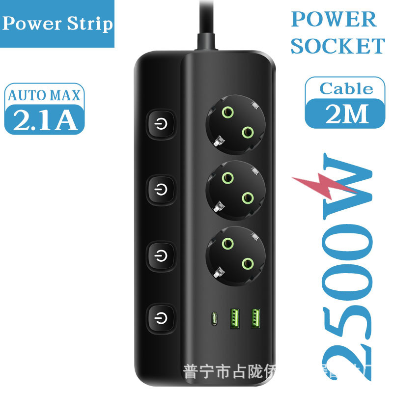 Euro enchufe tablero de conexión doméstico con USB oficina ruso 250V con enchufe de cable