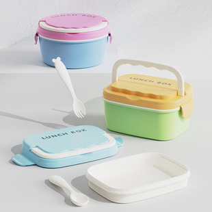 Office Worker Lunch Box Lunch Box Microwave Oven Special Household Plastic Crisper Food Grade Sealed Box Lunch Box Wholesale