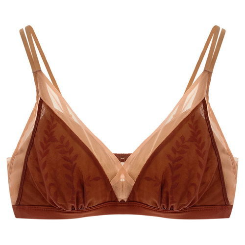 French style beautiful back triangle cup underwear for women push up big breasts to show small lace embroidery bra without wire rims thin bra