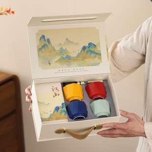 High-End Tea Cup Gift Box Set, Business Office, Holiday Souvenir, Annual Meeting Small Gift for Customers and Elders
