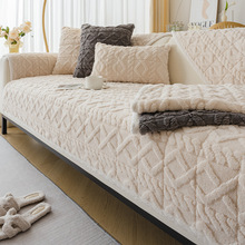 秋冬新款毛绒超柔纯色舒棉绒沙发垫现代简约防滑沙发坐垫巾批发