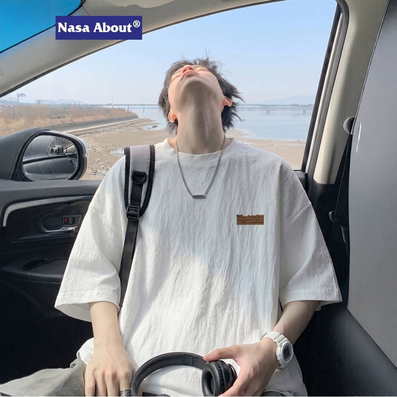 Nasa about Short-Sleeved T-Shirt Men's Summer Sports Casual Loose Versatile T-Shirt American Trendy Ice Silk Quick-Drying Top Nasa about Short-Sleeved T-Shirt Men's Summer Sports Casual Loose Versatile T-Shirt American Trendy Ice Silk Quick-Drying Top