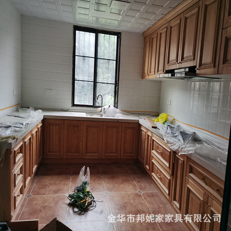 义乌定制厨房整体橱柜衣柜 新中式风格 纯实木门板工厂全屋定制