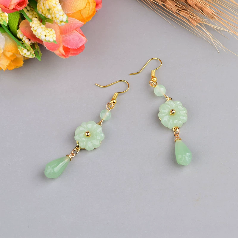 Retro earrings, accessory, cheongsam, Hanfu, 925 sample silver, silver 925 sample
