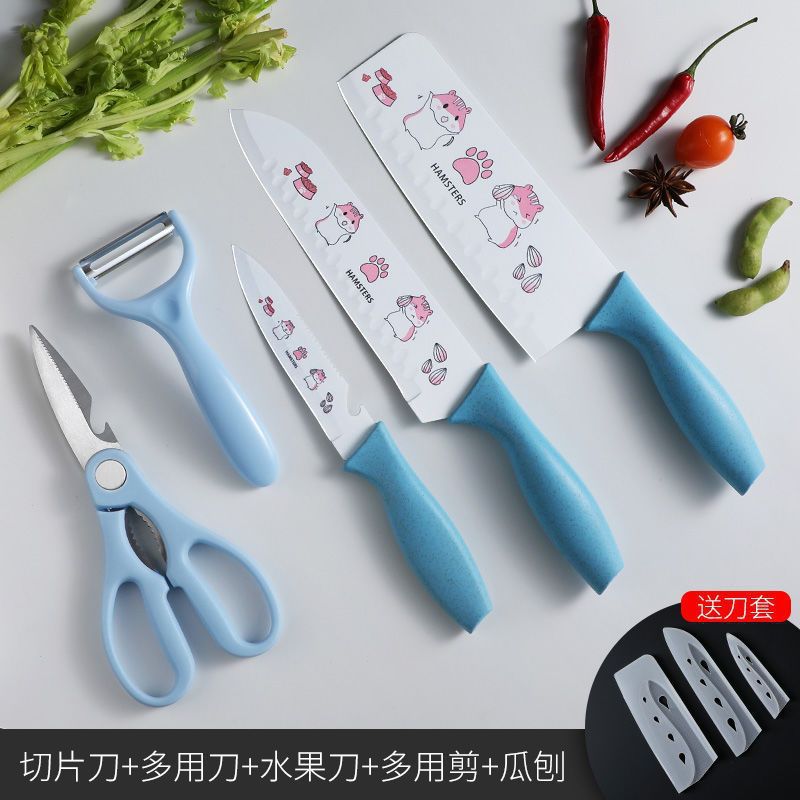 Cuchillo de cocina de doble cara cuchillo de corte de platos para bebés herramientas de alimentos auxiliares de cocina cuchillo de frutas dormitorio lindo cuchillo de impresión image 12