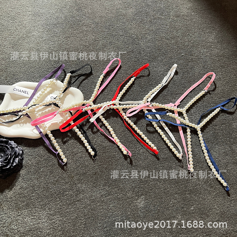 Sexy Women's Pearl Massage Thong Elastic Band T-Pants Sexy Cut Out Beaded Intimates Drop Shipping