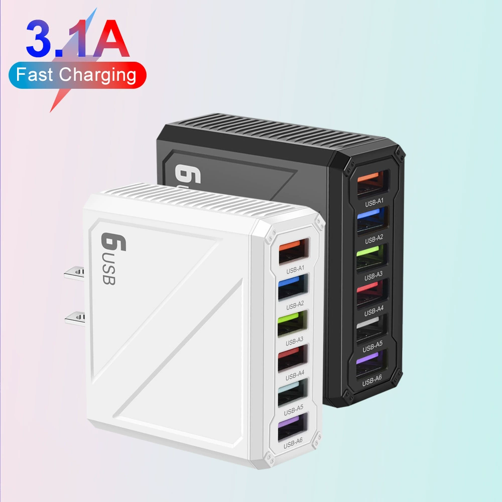 [Зарядное устройство 3.1A с 6 USB для телефонов, блок питания, европейские/британские/южнокорейские вилки]