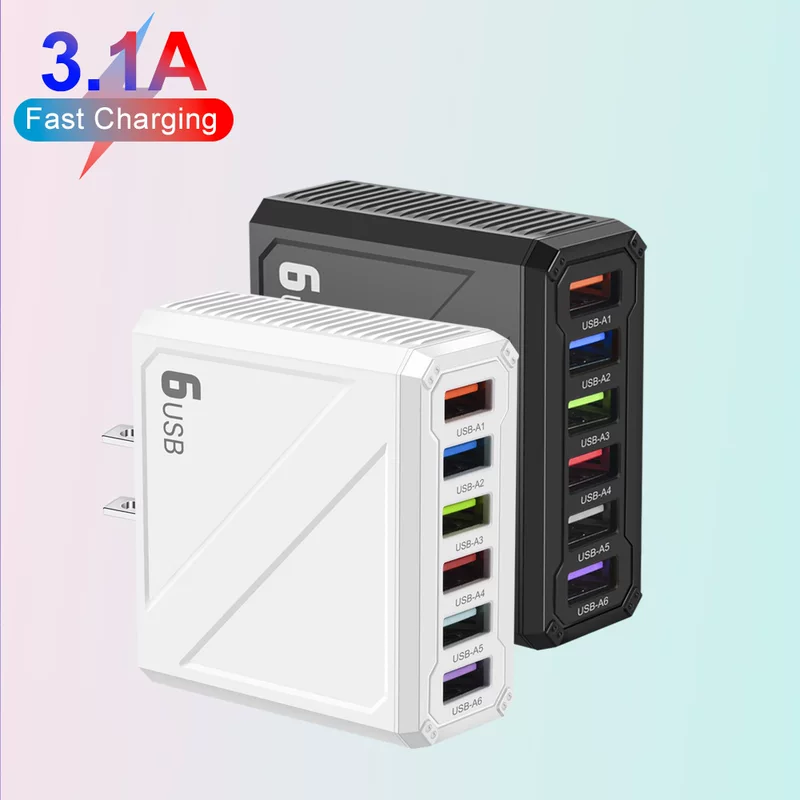 [Зарядное устройство 3.1A с 6 USB для телефонов, блок питания, европейские/британские/южнокорейские вилки]