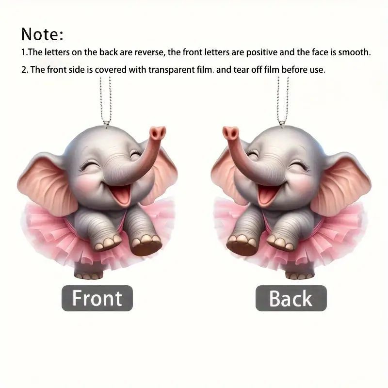 Cross-border nuevo adorable vestido de elefante colgante acrílico plano de sus colgantes de decoración de espejo retrovisor image 4