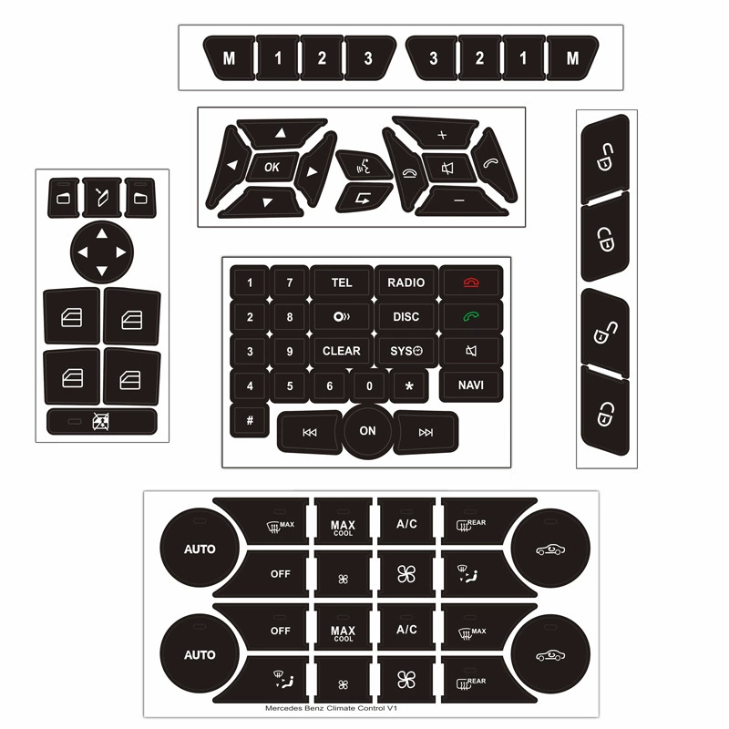 Наклейки для ремонта кнопок салона автомобиля Mercedes-Benz, подходящие для GLS C218 SLK и других наклеек на кнопки окна кондиционера
