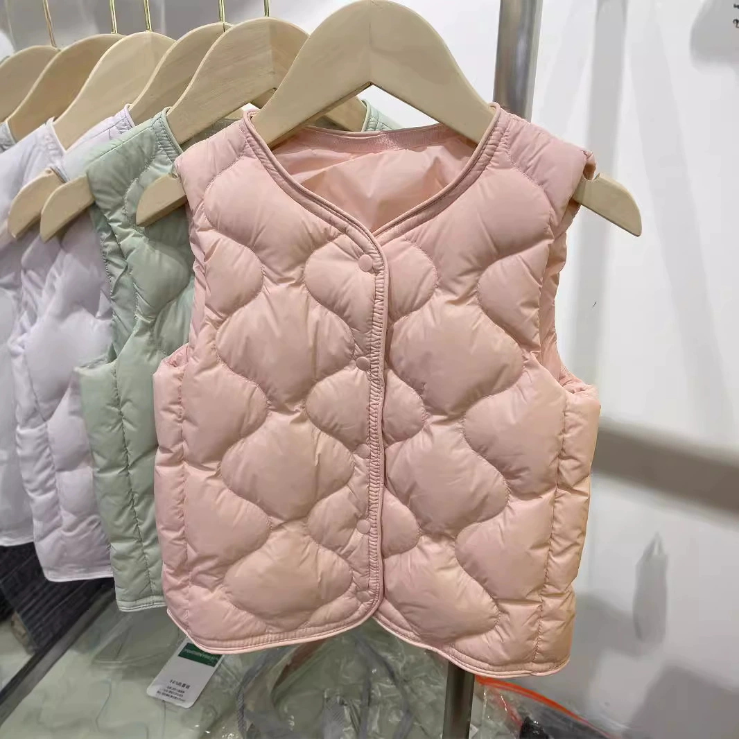 Детская вкладка 90 бархатная белая утка пуховик 2024 осень и зима новая мужская и женская детская одежда тонкая жилет