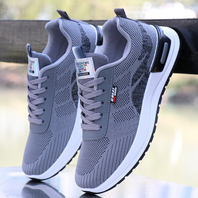 Men's Shoes Summer Breathable Mesh Shoes Men's Casual Sports Running Shoes Soft Sole Wear-Resistant Work Shoes Men's Dropshipping